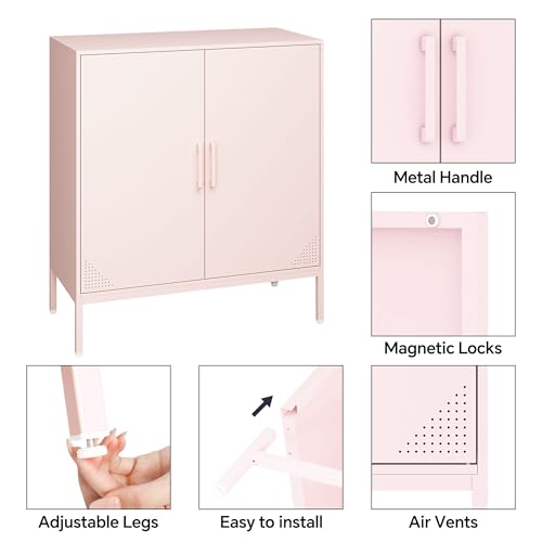 Black Metal Storage Cabinet with Adjustable Shelves F493