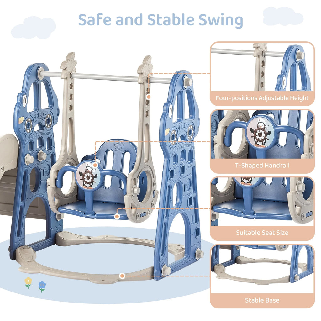 4-in-1 Kids Swing and Slide Set with Basketball Hoop and Climber P684