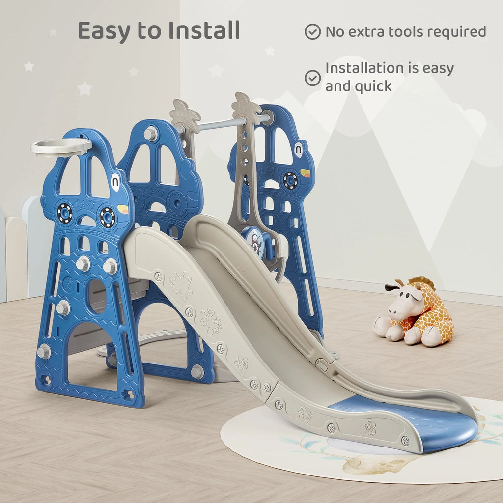 4-in-1 Kids Swing and Slide Set with Basketball Hoop and Climber P684