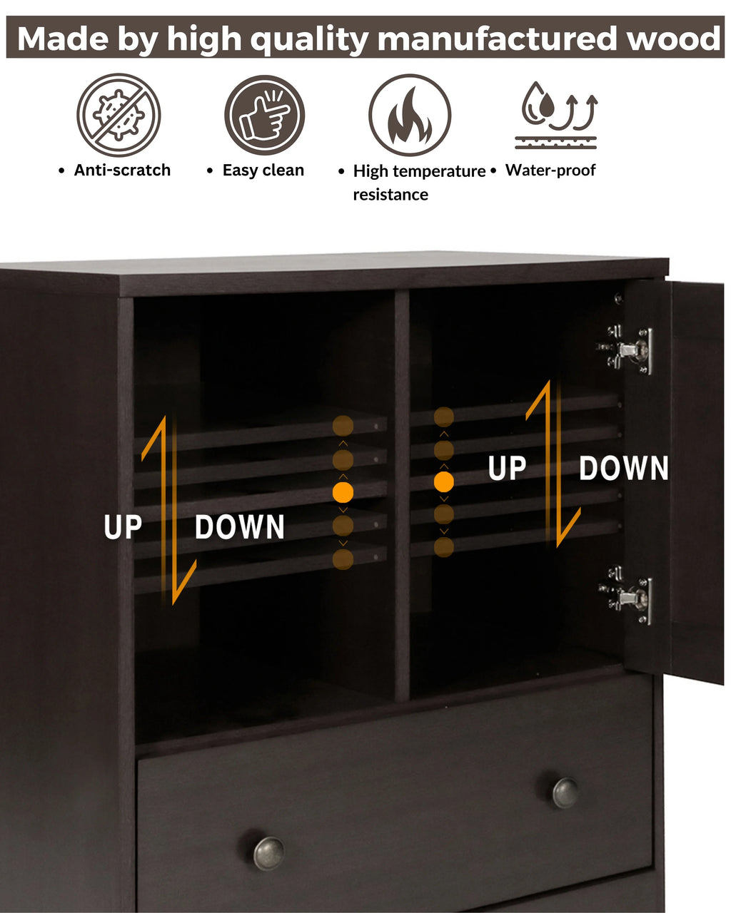 Dark Brown Storage Cabinet with 2 Drawers K2596