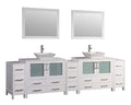 108 in. White Double Sink Vanity Cabinet with Ceramic Vessel Sink & Mirror B543