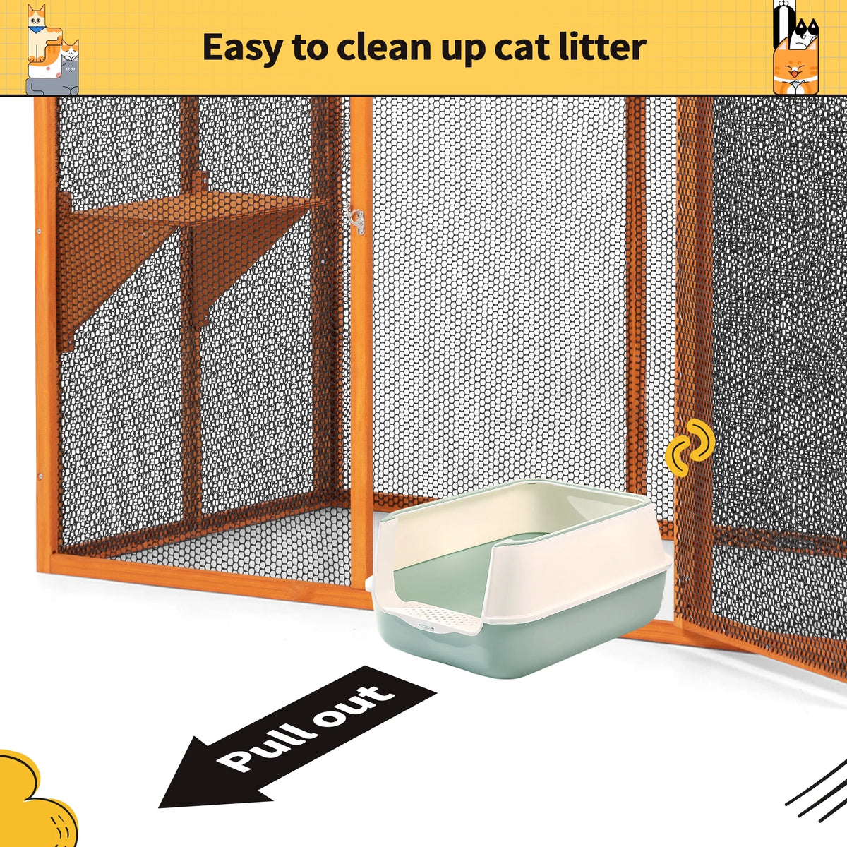 Wood Outdoor Cat House with Platforms F4894