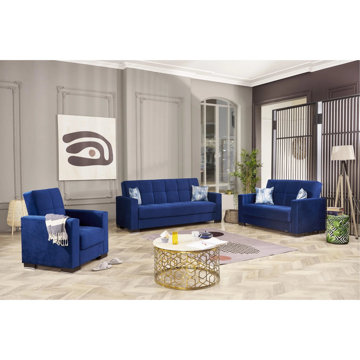 Microfiber Blue Loveseat L261