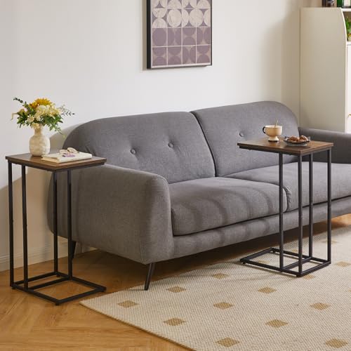 C Shaped Faux Marble Side Table Set of 2 V82309
