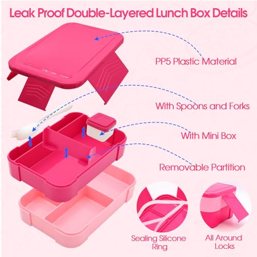 Leak-Proof 6 Compartment Bento Lunch Box Set with 10oz Thermo Food Jar and Lunch Bag W289087
