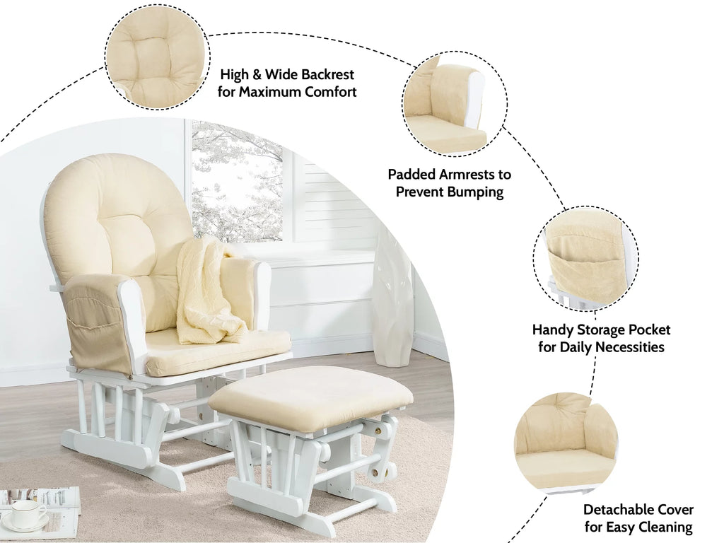 White Glider and Ottoman Set F34956