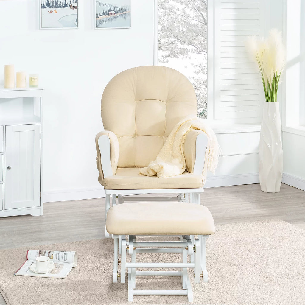 White Glider and Ottoman Set F34956