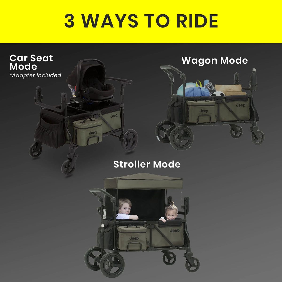 Jeep Wrangler Wagon Stroller with Cooler Bag and Parent Organizer Q292701