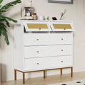 White Rattan 6 Drawer Dresser P99864