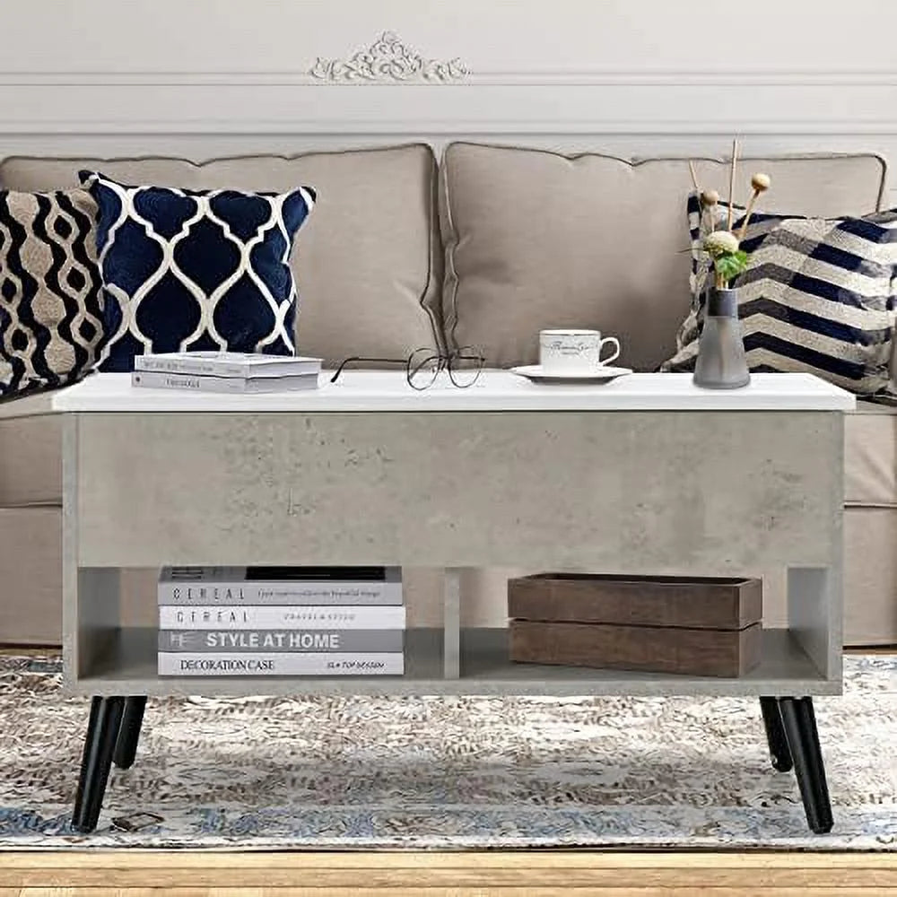Lift Top Coffee Table with Hidden Compartment and 2 Open Shelves A694577