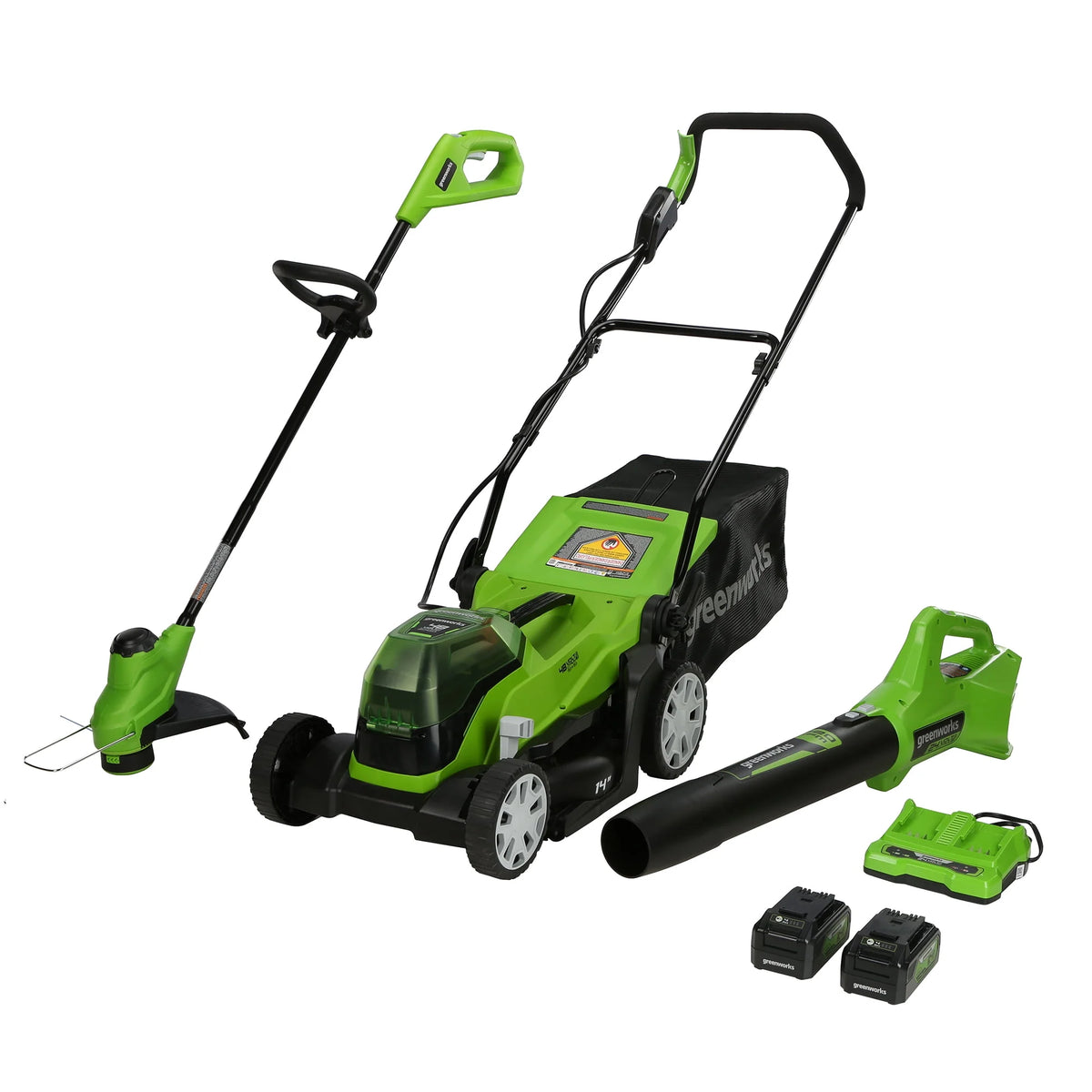 48V 14 Mower, 24V Axial Blower and 24V 10 String Trimmer Combo H749