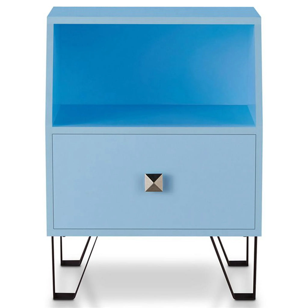Light Blue Wood Storage End Table I5406