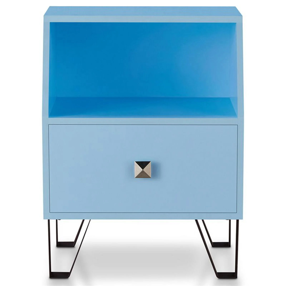 Light Blue Wood Storage End Table I5406