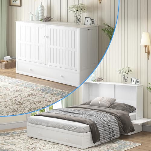 Queen Murphy Bed with Storage Drawers and Mattress V22744