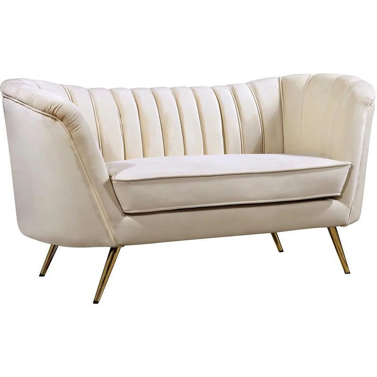 Cream and Gold Accent Chair Chaise and Loveseat 3-Piece Set K493