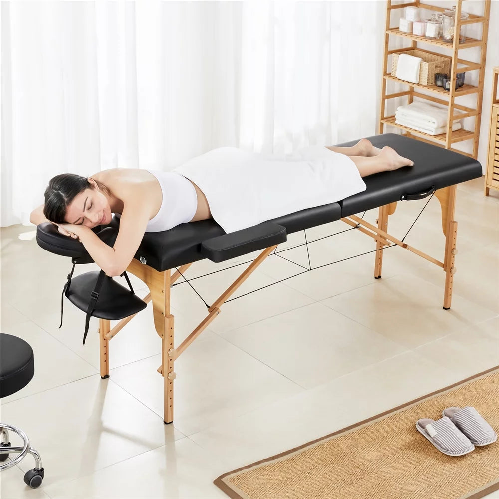 Folding Adjustable Massage Table Black H6155