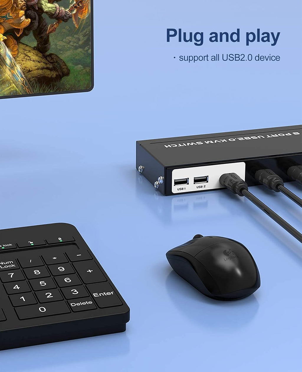 8 Ports 4K 30Hz HDMI KVM Switch with Cables S29036