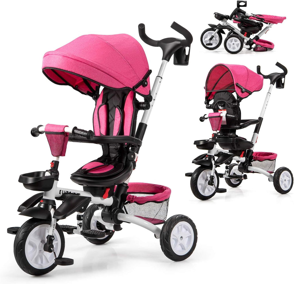 7-in-1 Kids Folding Tricycle with Canopy Black Blue E715