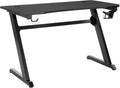 Matte Black and Red Gaming Desk with Carbon Fiber Finish W35780