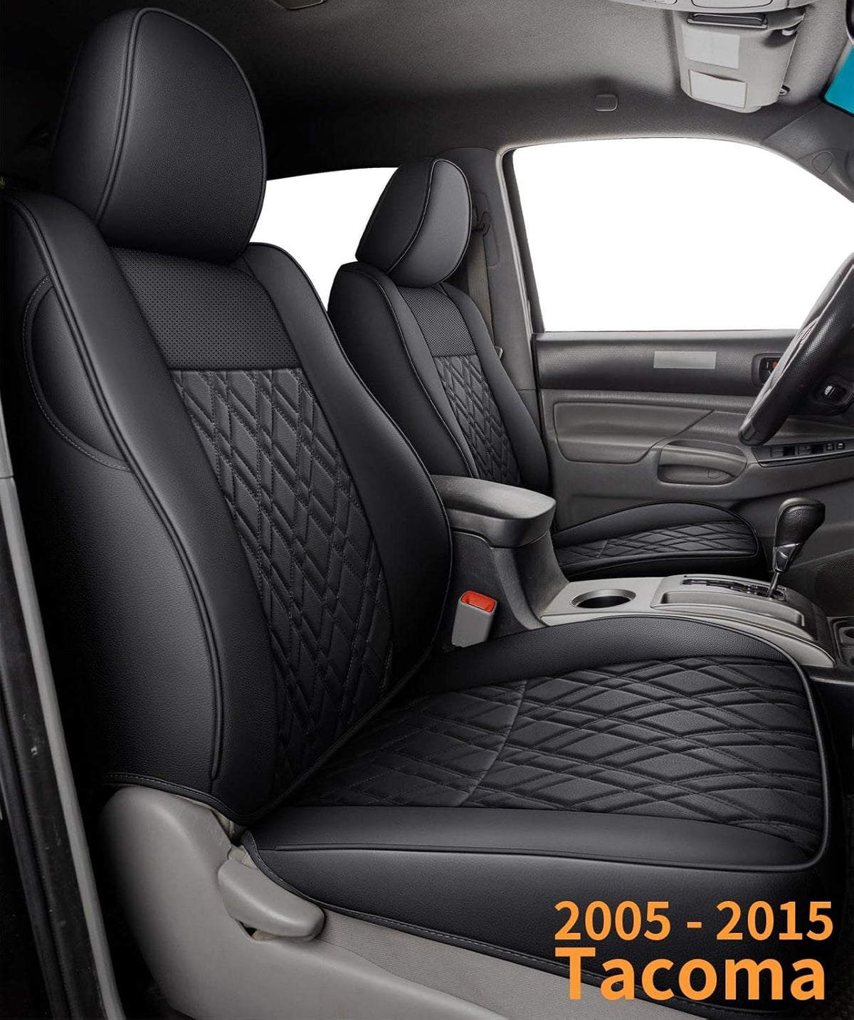 Tacoma Seat Covers Water Proof Faux Leather Full Set Black Red V865633