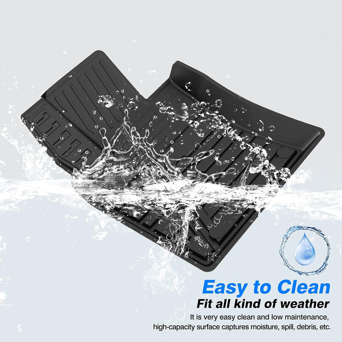 Car Floor Mats Custom Fit All-Weather TPE Front & Rear Row Full Set A22353