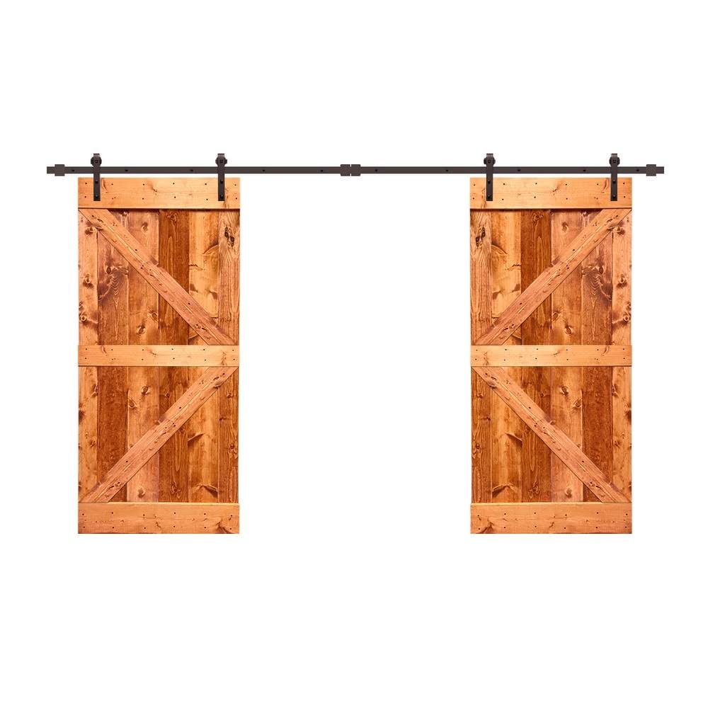 Stained K Double Barn Door with Hardware Kit T697