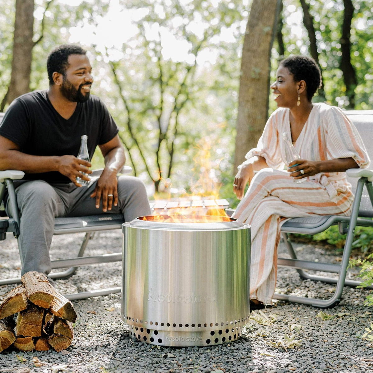 Portable Stainless Steel Wood Burning Fire Pit 19.4x14 Inches L81488