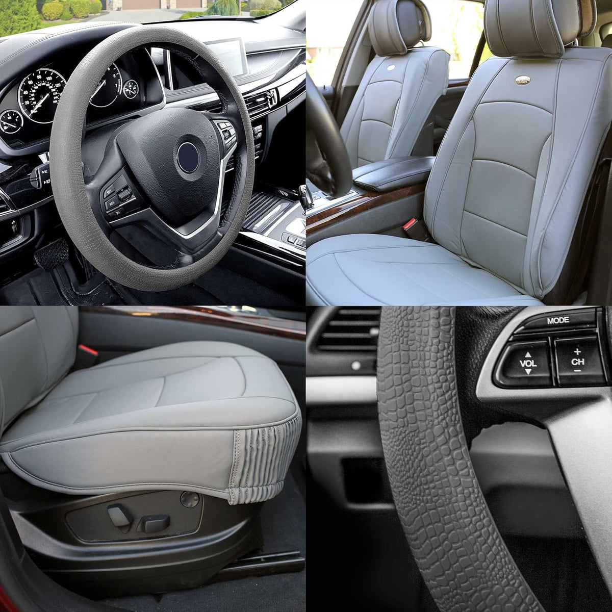 Faux Leather Seat Cushions Front Set Brown Black A904387