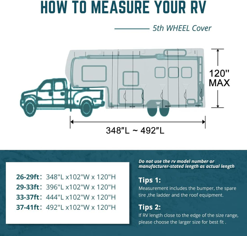 5 Layers RV Cover Fits 26'-29' Motorhome with Tire Covers B26063