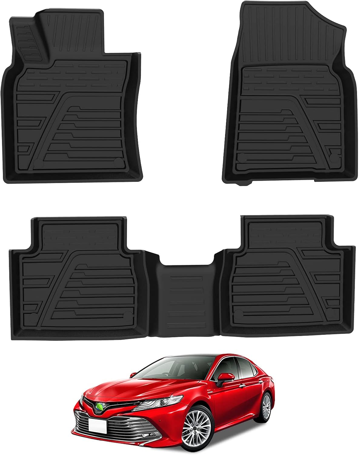 Car Floor Mats Custom Fit All-Weather TPE Front & Rear Row Full Set A22353