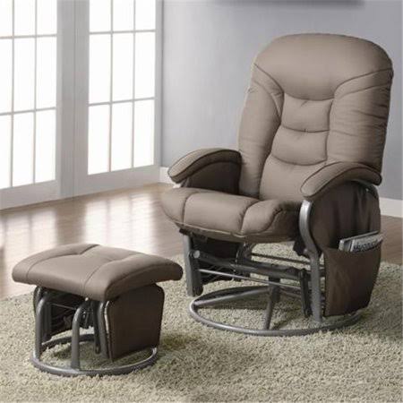 Beige Leatherette Glider Recliner with Ottoman Z41393