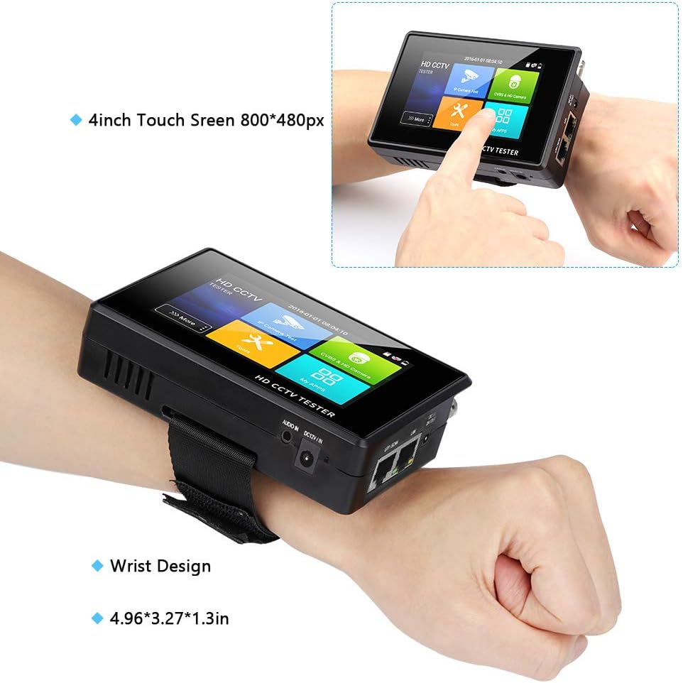 4 Inch Portable IP Camera Tester 4K H.265 CVBS CVI TVI AHD Analog with POE O14922