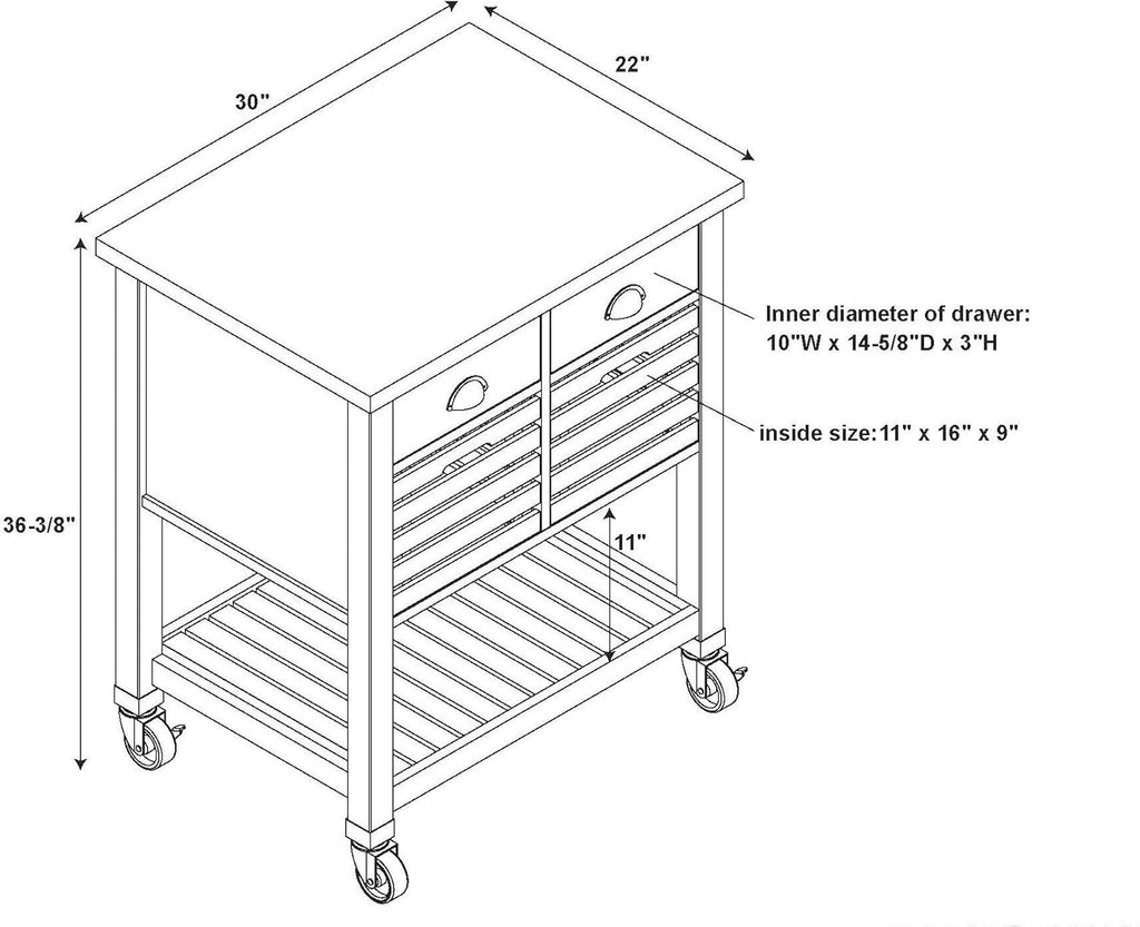 White Kitchen Cart K965