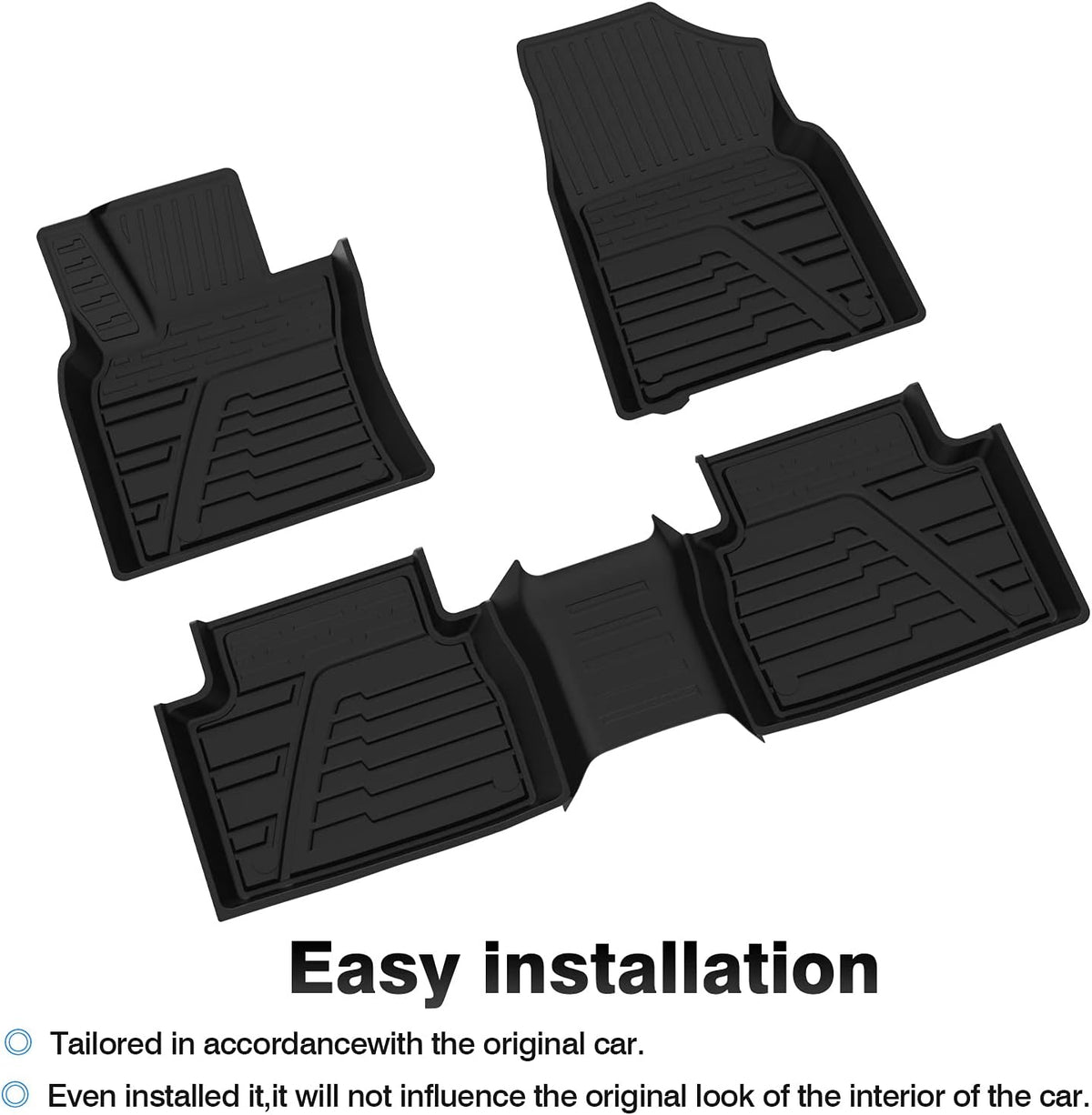 Car Floor Mats Custom Fit All-Weather TPE Front & Rear Row Full Set A22353