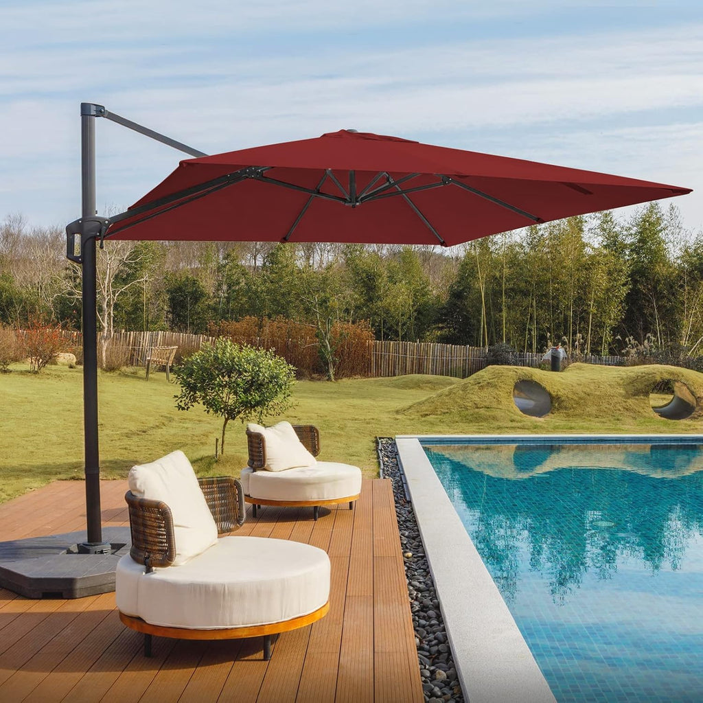 10 FT Square Cantilever Patio Umbrella with Recycled Fabric, Dark Grey G718861