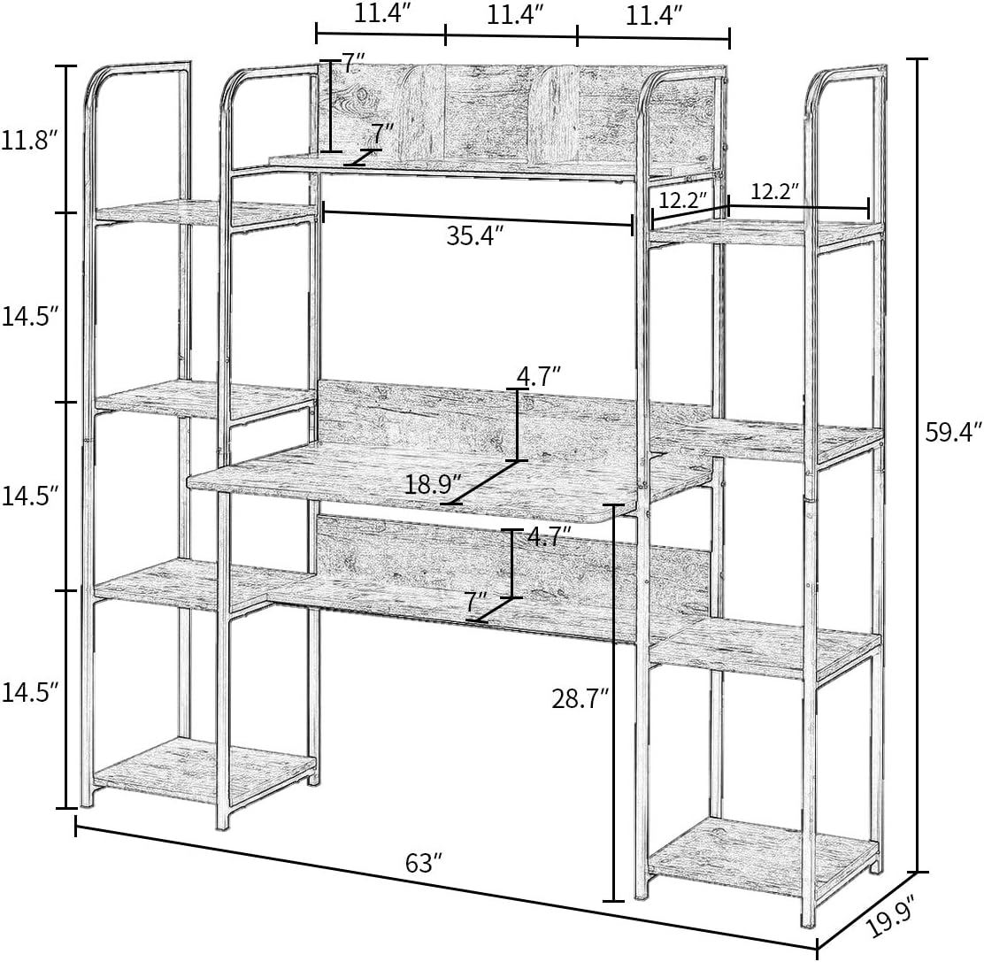 Brown Home Office Hutch and Double Bookcase A808997