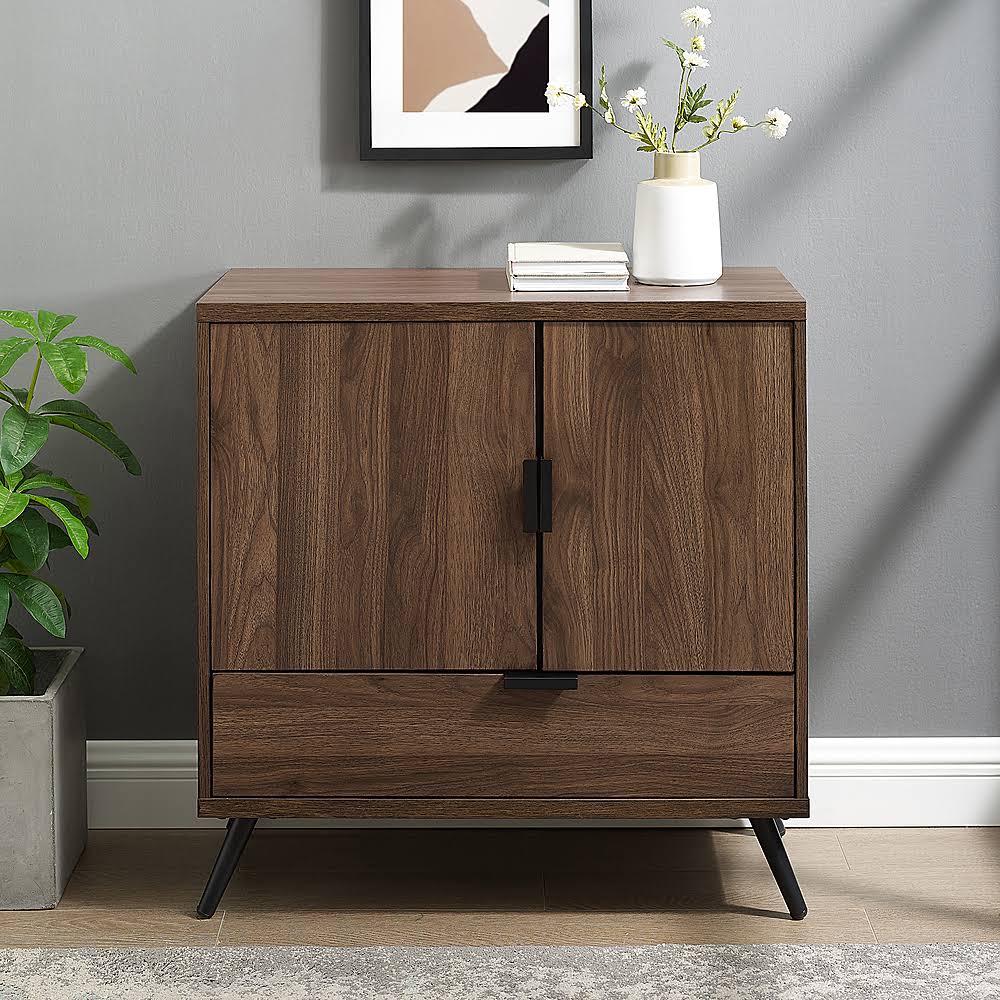 Mid Century Modern Drawer Accent Cabinet Dark Walnut K1181