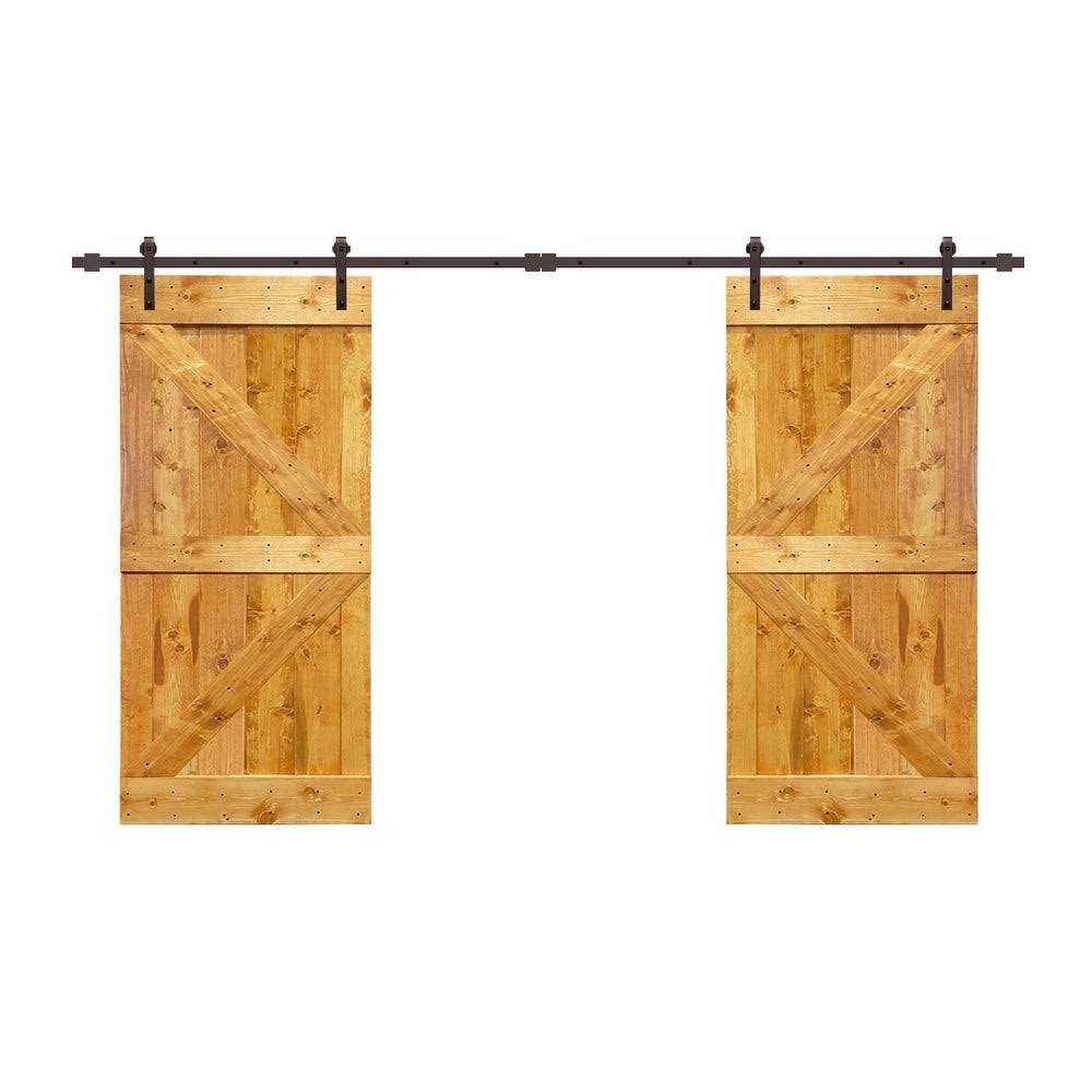 Stained K Double Barn Door with Hardware Kit T697