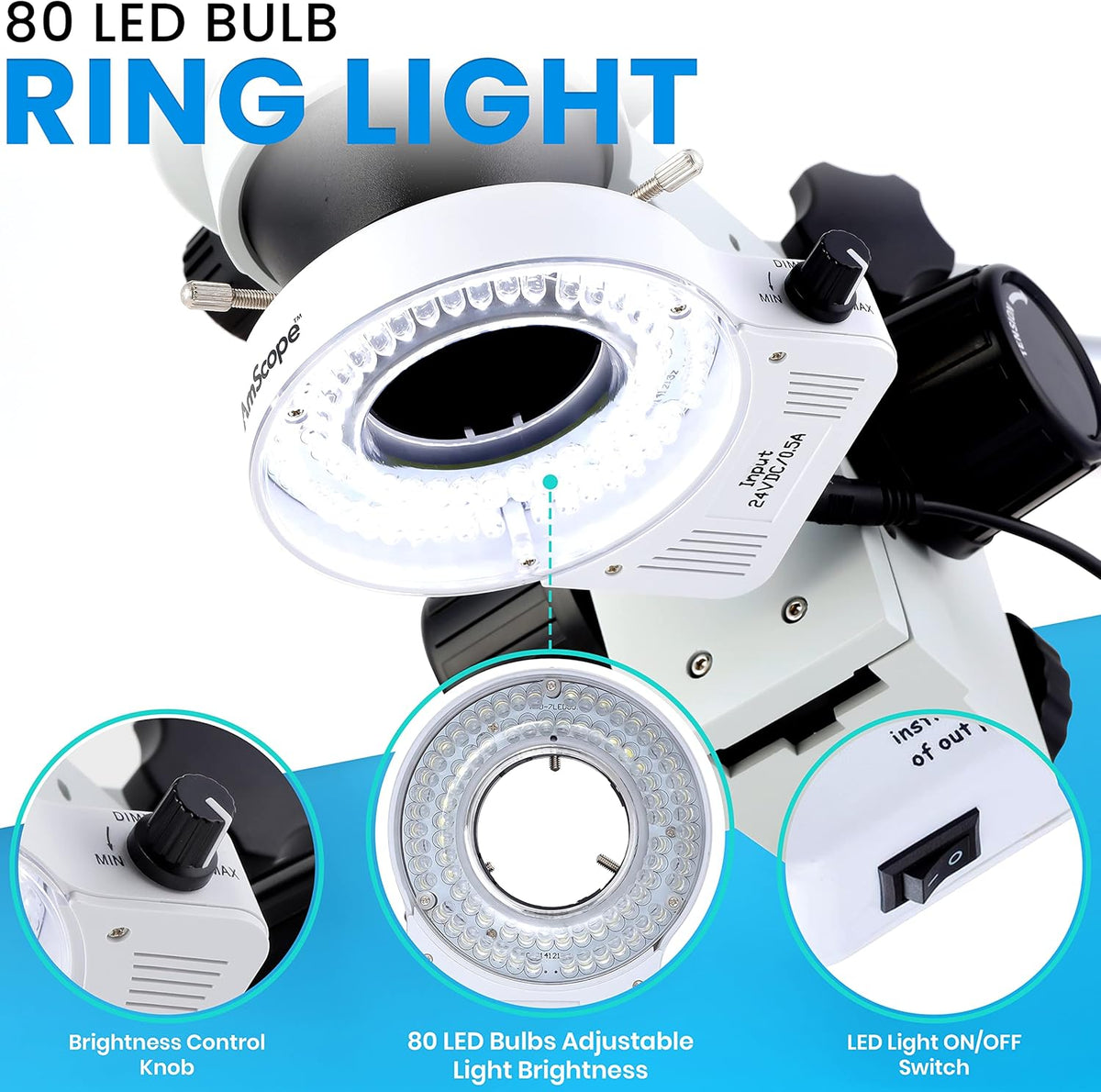 Binocular Stereo Microscope with LED Ring Light and Boom Stand B80874