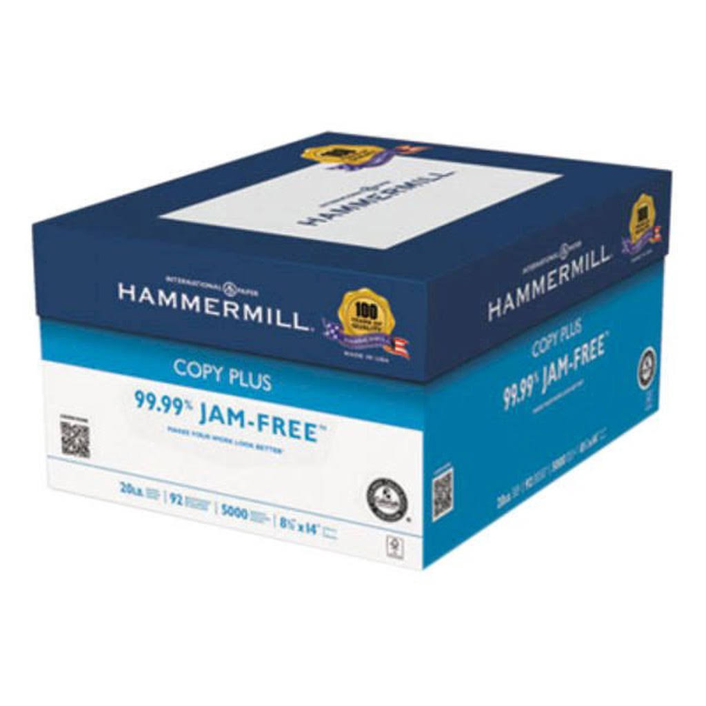 Copy Paper, 92 Brightness, 20lb, 8-1/2 x 14, White, 5000 Sheets/Carton S88105