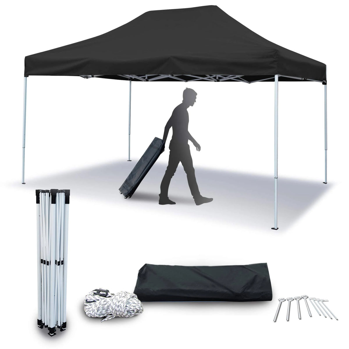 Black 10 ft. x 15 ft. Pop-Up Canopy Tent J886727