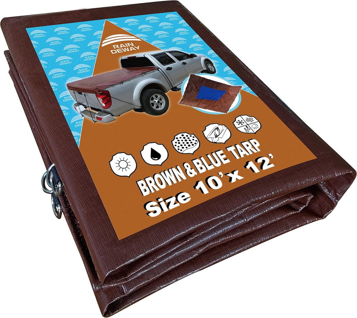 Heavy Duty Truck Bed Tarp Cover 10x12 Feet with Grommets I9423