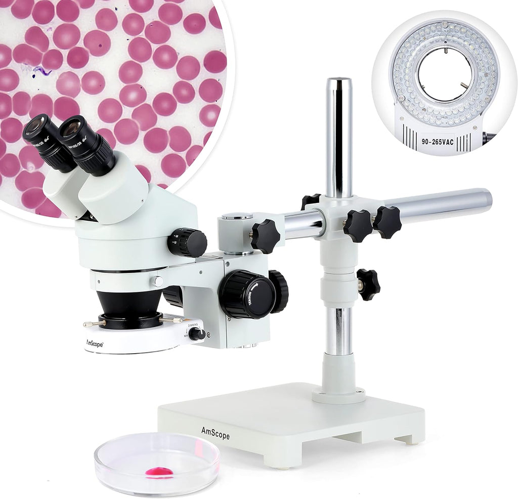Binocular Stereo Microscope with LED Ring Light and Boom Stand B80874