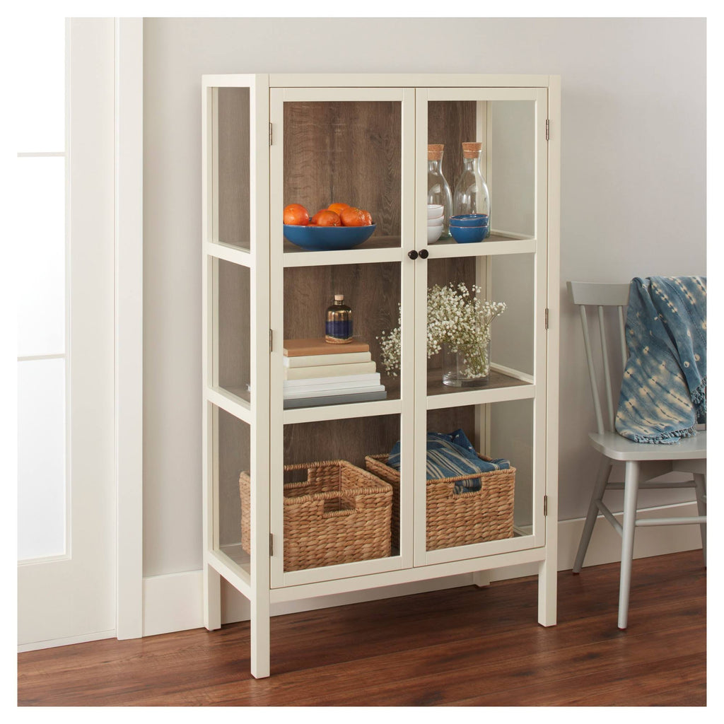 White Glass Library Cabinet G842