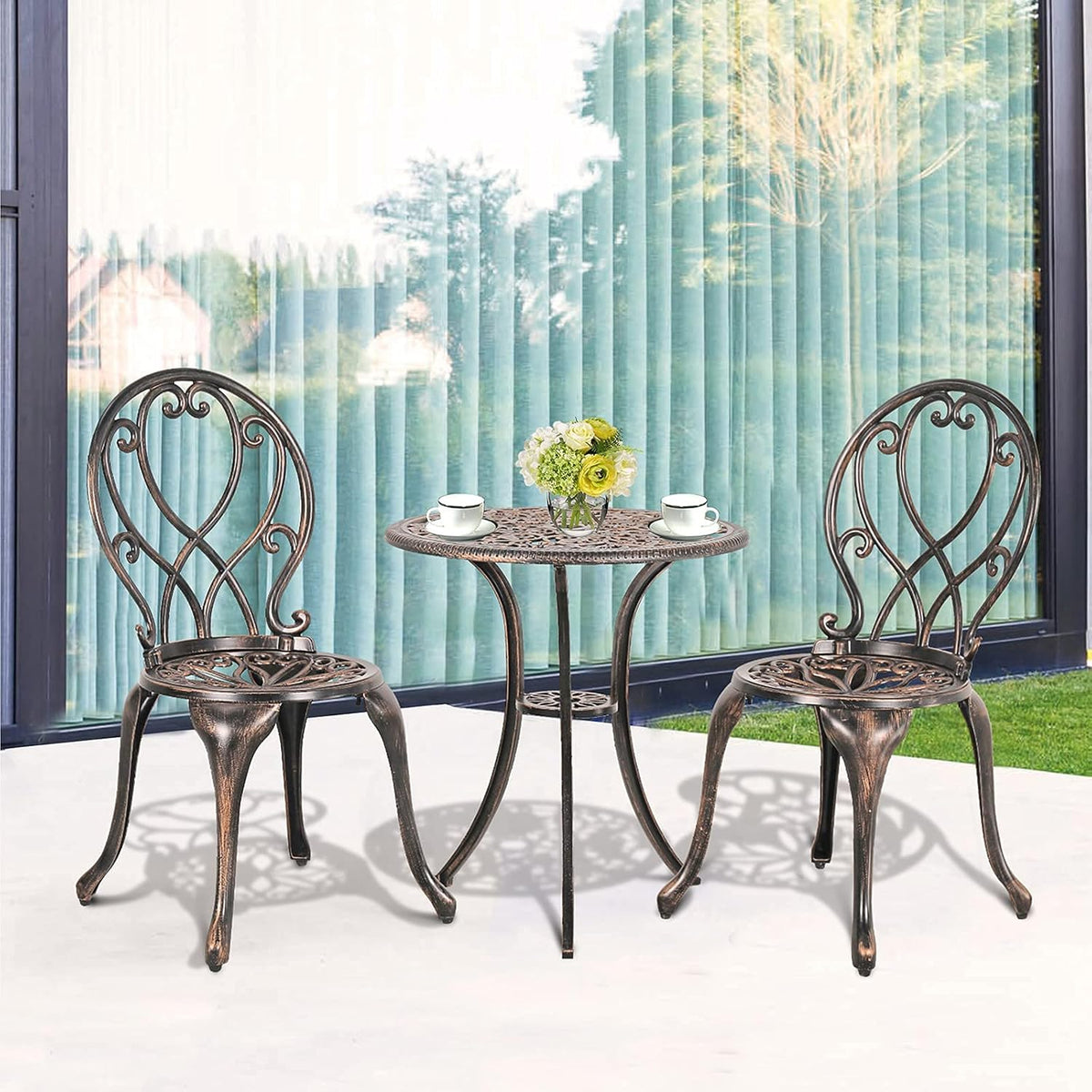3 Piece Cast Aluminum Patio Bistro Set V612