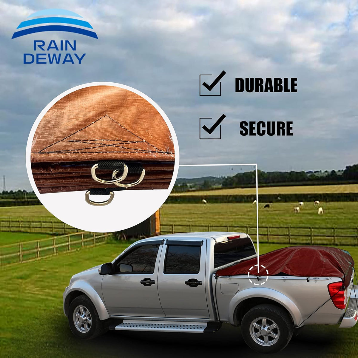 Heavy Duty Truck Bed Tarp Cover 10x12 Feet with Grommets I9423