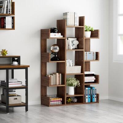 Brown Geometric Bookcase C4691