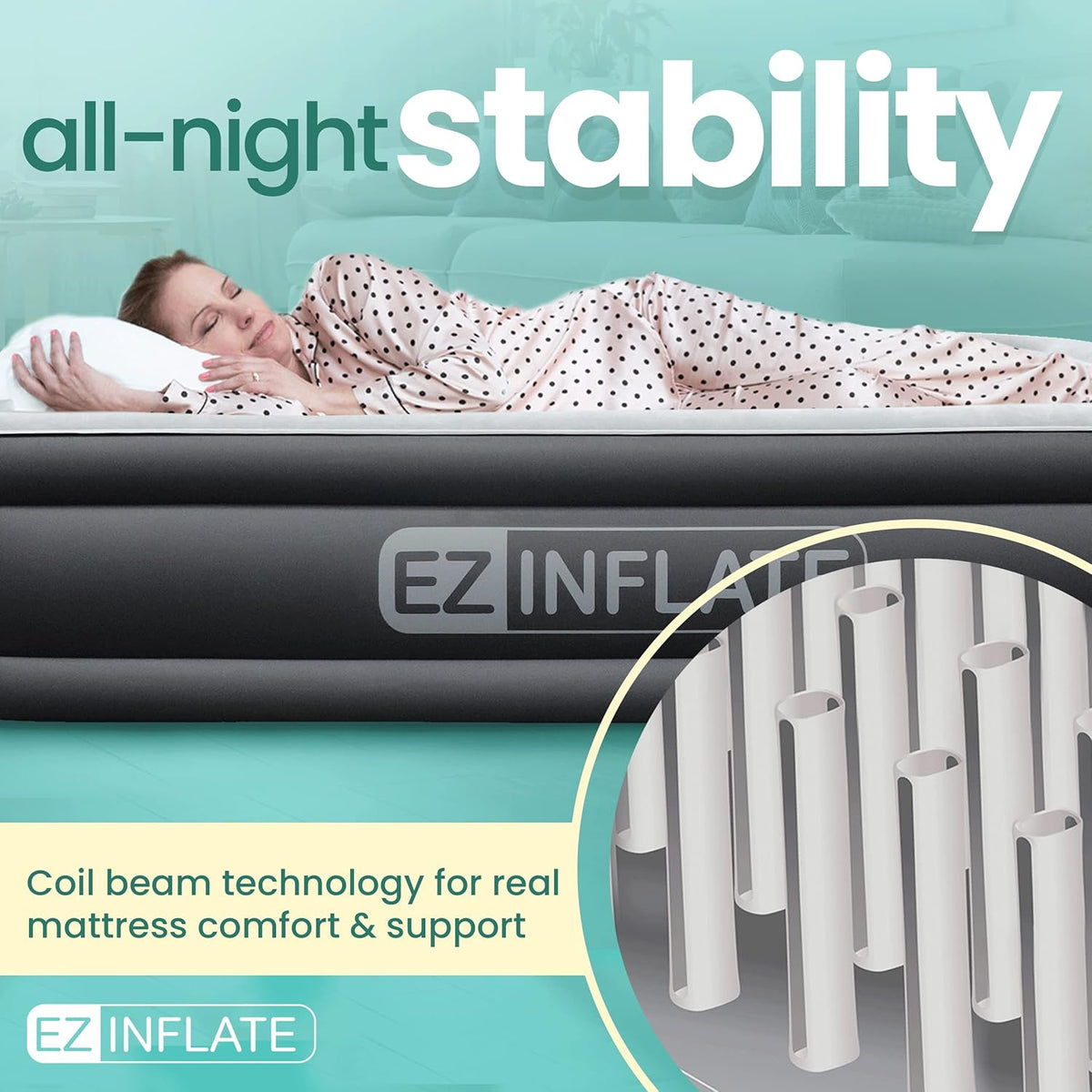 Twin Size Double-High Inflatable Air Mattress with Built in Pump T9237
