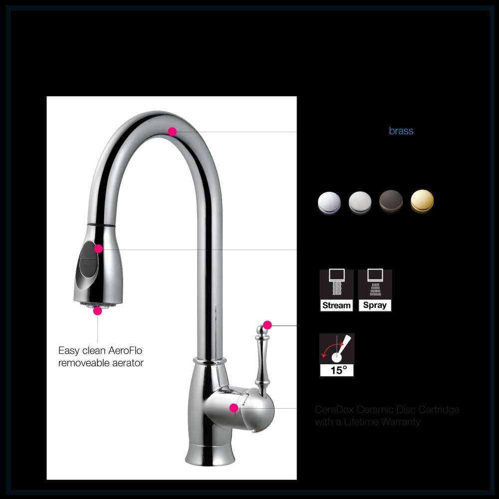 Polished Chrome Pull Down Kitchen Faucet O35712