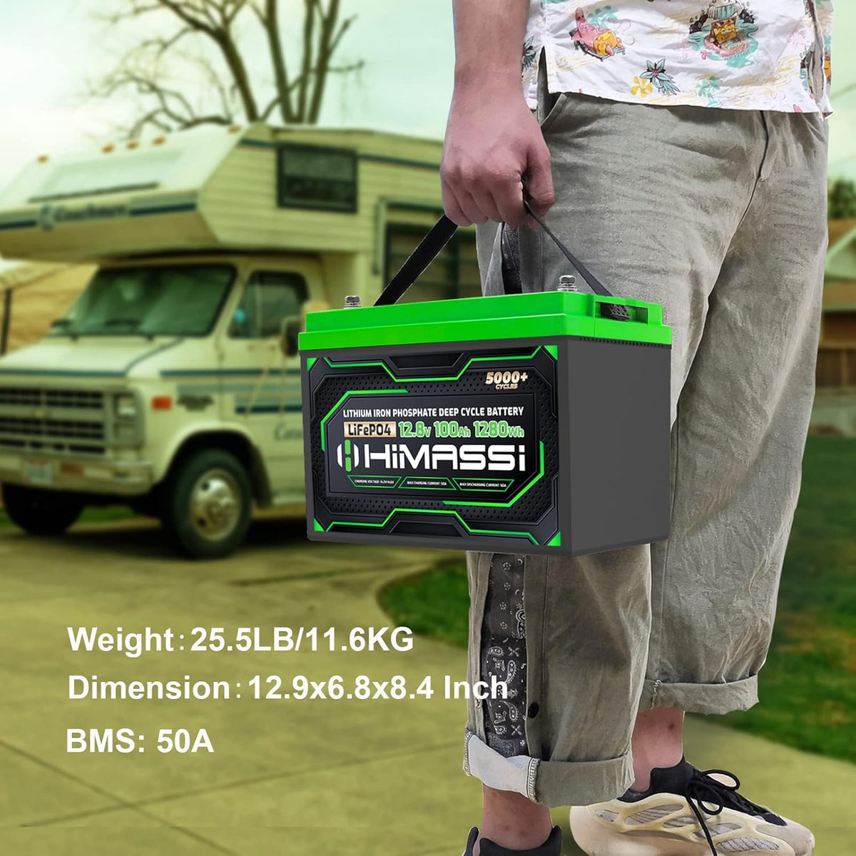 12V 100Ah LiFePO4 Battery 50A BMS Deep Cycle Battery Pack R6124